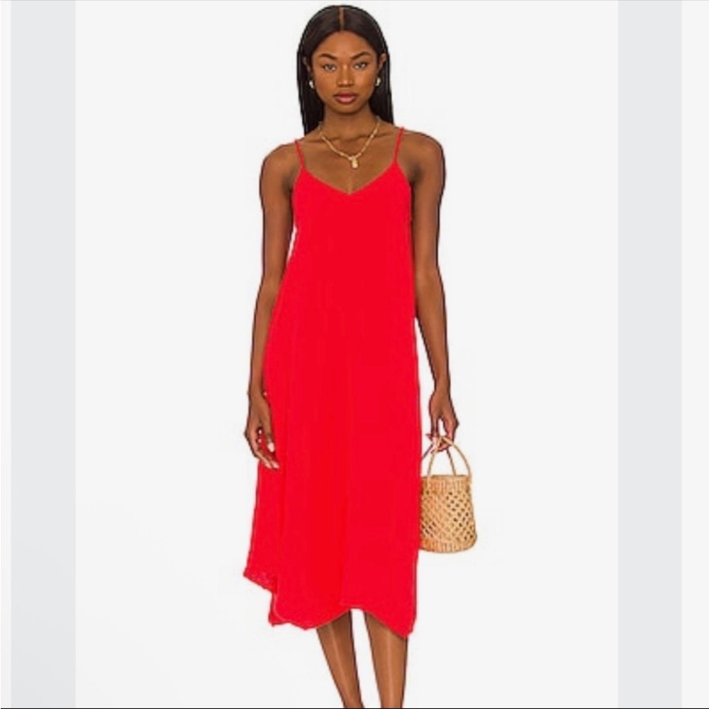 Bobi Beach gauze midi dress lipstick- Size medium